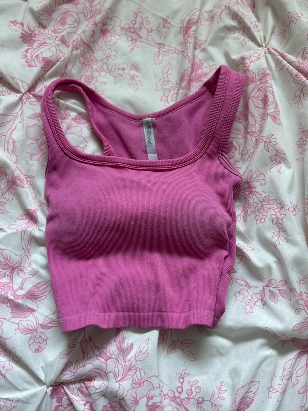 Altar’d State Women's Pink Ribbed Tank Crop Top